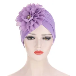 Big Flower Turban for Women Muslim India Hat Chemo Cap Head Scarf Fashion Headwear Hair Accessories Hijab Turbante Bonnet Cover