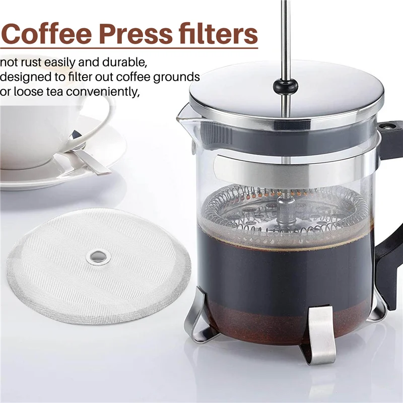 French Press Replacement Filter Screen Reusable Stainless Steel Mesh Filter for Bodum French Press Coffee Makers