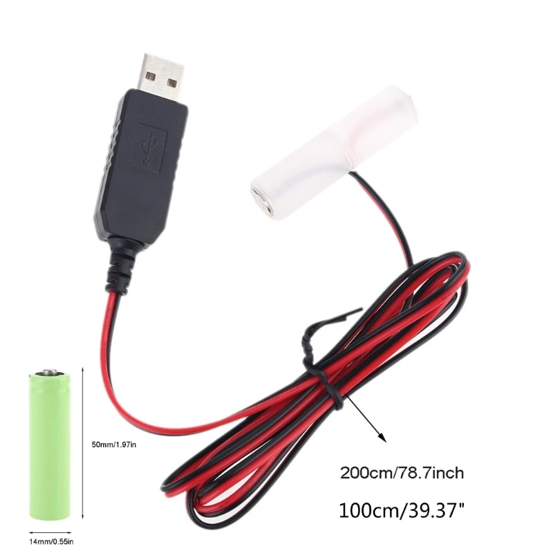 AA Battery Cable with Type-C Converter USB or Type-C Input 5V2A AA Dummy-Battery Output 1.5V/3V/4.5V/6V