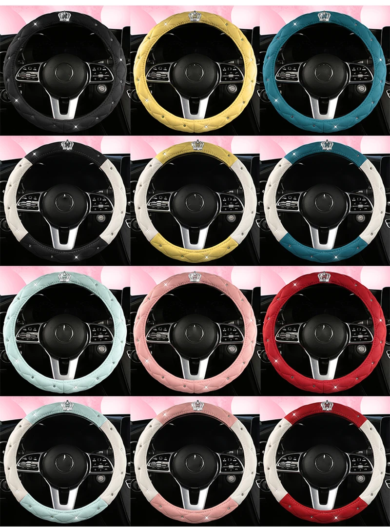 Car  Anti-Slip Suede Steering Wheel Cover Universal Car Steering Wheel Protective Cover Crown Design Multicolors