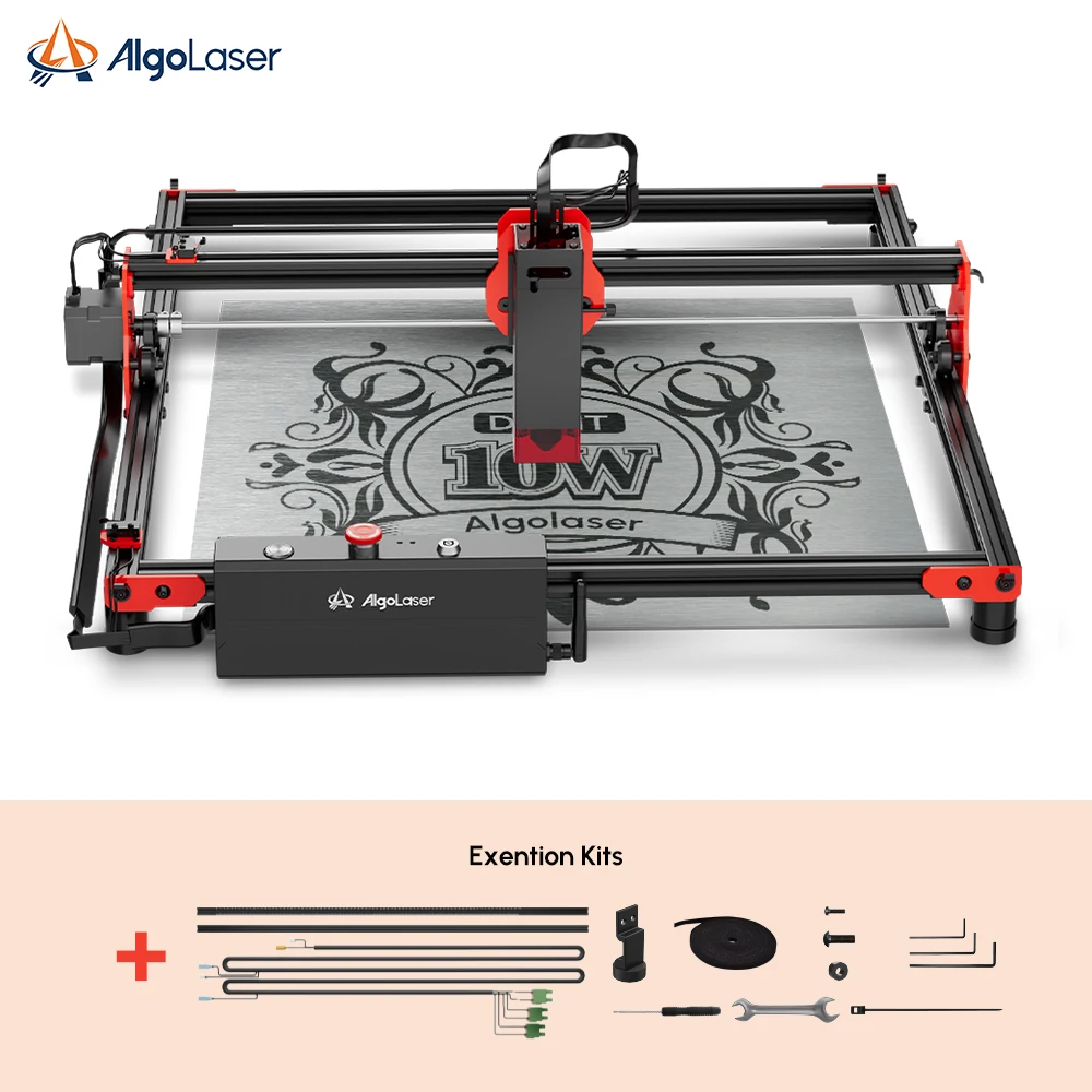 AlgoLaser DIY Kit Lazer Engraver Cutter 10W Output Power Laser Cutter and Engraver Machine for Wood Metal 400x850mm Work Area