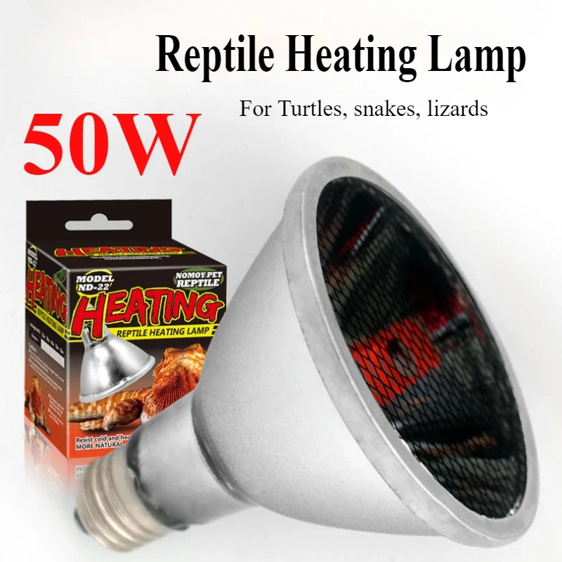 

50W Reptiles Heating Lamp E27 Heat Bulb Iron Mesh Anti-scalding Heating Lamps for Turtle Lizard Reptile Breeding Box Lighting