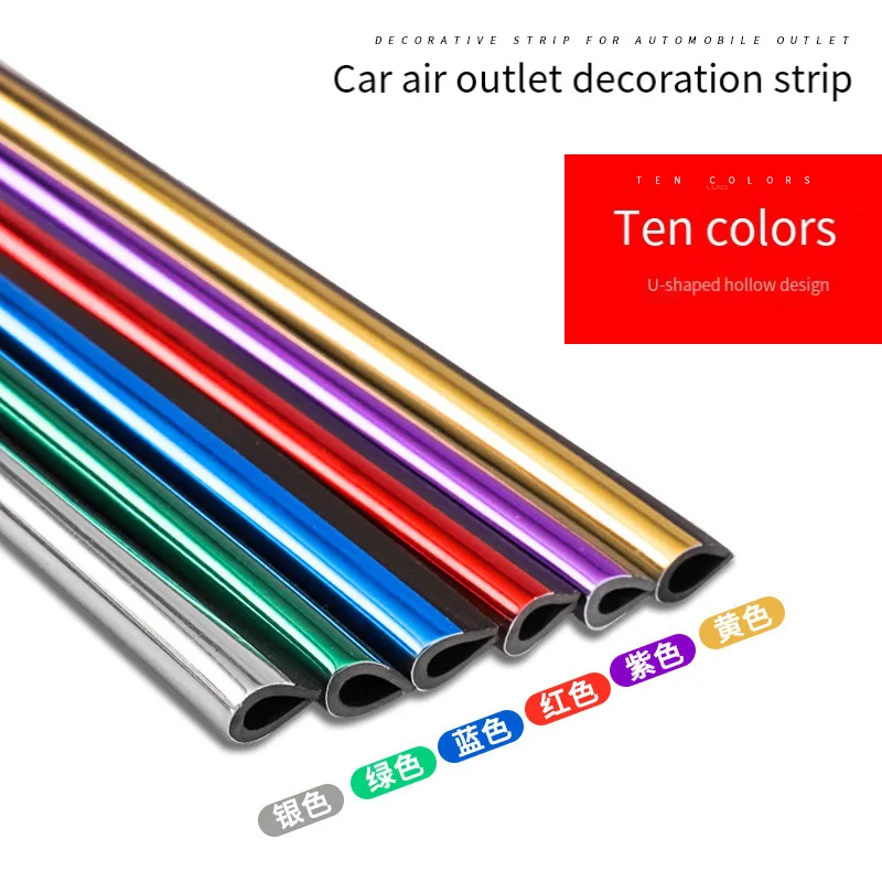 10PCS Car Air Conditioner Outlet Decorative U Shape Moulding Trim Decor Strips Car Styling Car Door Edge Corner Protector 20cm