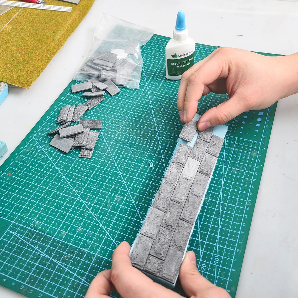 50 Piezas de Ladrillos en Escala 1/25 1/16, Modelo de Pared de Piedra en Miniatura, Materiales de Construcción para Dioramas, Accesorios para Diseño de Escenas Militares