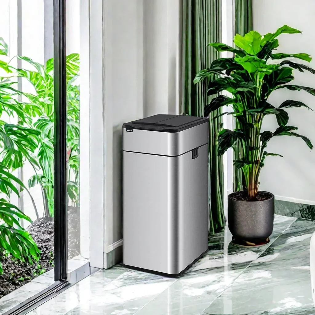 Garbage Bin 9/15/20/30/40/50/60L Large-capacity Stainless Steel Smart Sensor Trash Can Automatic Waste Bins Kitchen Trash Can