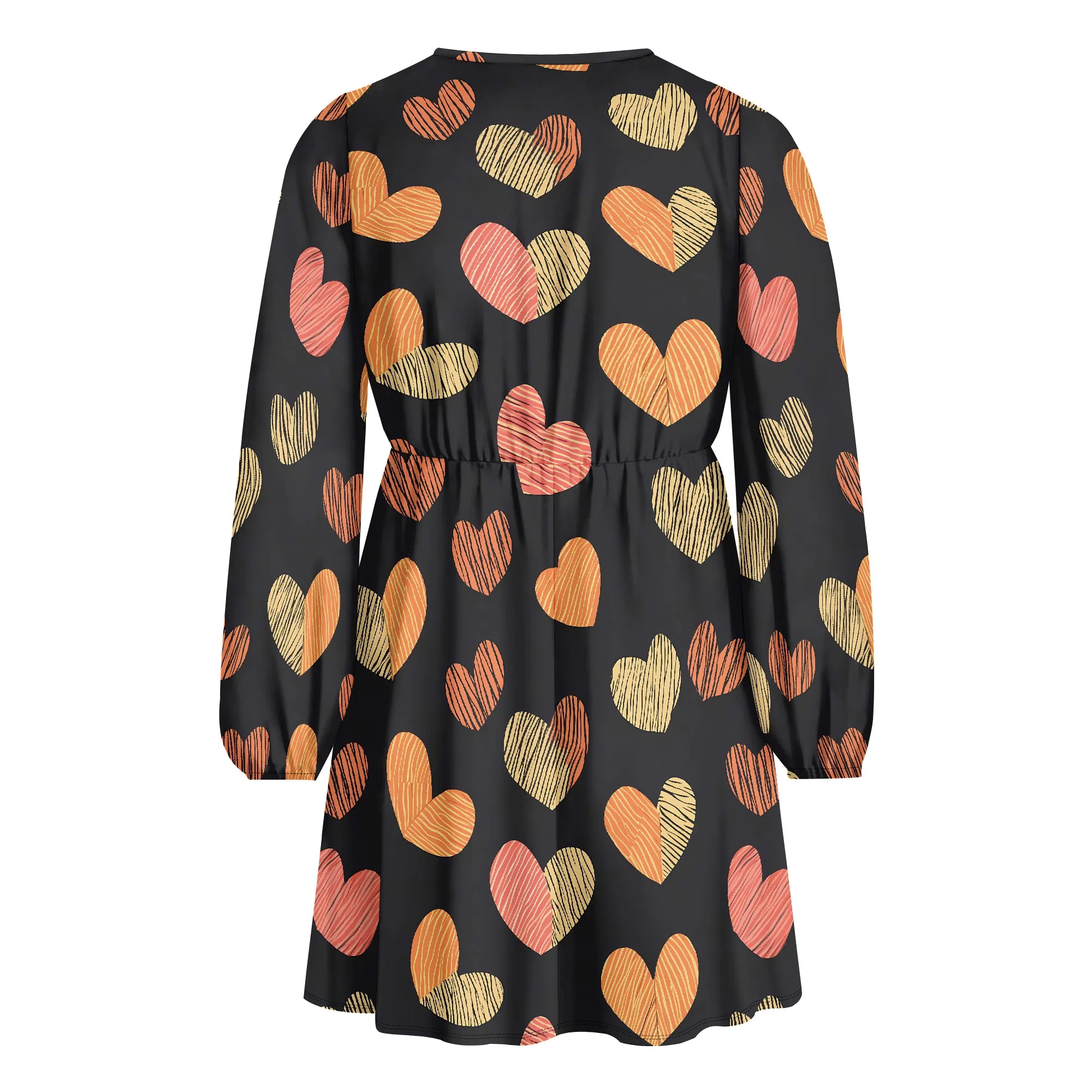 Chic Summer V-Neck Long Sleeve Boho Dress Comfortable Elastic Mini Skirt for Resort Vacation Beach Stroll