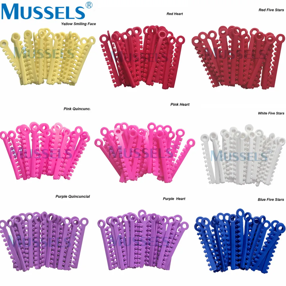 20 Sticks Dental Ligature Ties Orthodontic Elastic Bands Ring Cartoon Star Heart Flower Smiley for Dentistry Archwires Tool