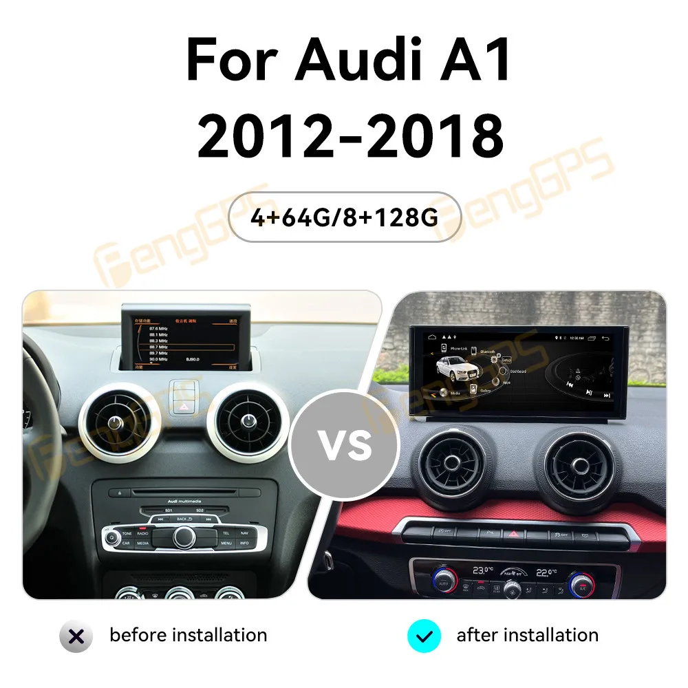 Qualcomm 10.25" 8G+128G Android 13 Carplay For Audi A1 2012-2018 Car Radio Multimedia Player Auto Headunit MTK BT Nivi GPS DSP view 4