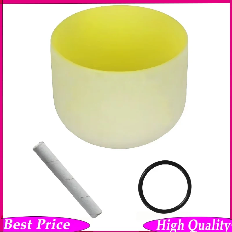 8 Inches B Key Quartz Crystal Singing Bowl Frosted with Free Mallet Zen Percussion Instrument for Relaxation And Meditation