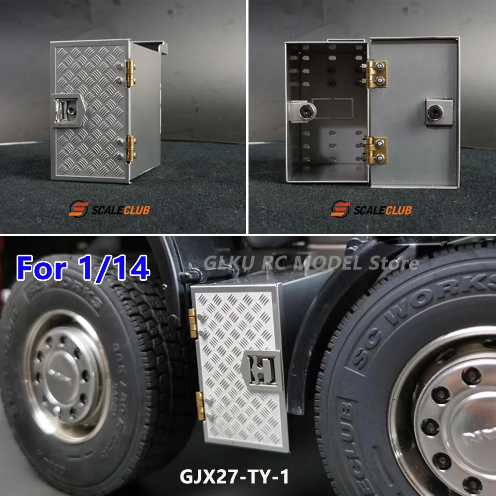 

Scaleclub Model for Tamiya Lesu 1/14 RC Heavy Duty Traction Truck Model Toy 27MM Wide Metal Tool Box Upgrade Modified Parts