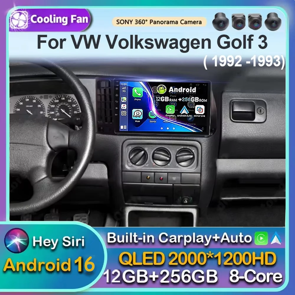 Image of Android16 8-Kern Autoradio Multimedia-Videoplayer für VW Volkswagen Golf 3 1992-1993 Navigation GPS Carplay Auto 2din Head Unit