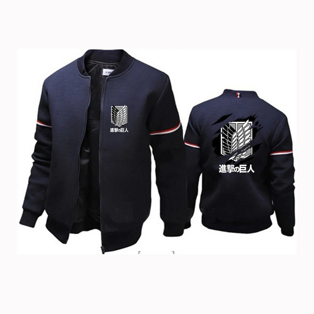 2025 Japanese Anime Flight Jacket Spring And Autumn Man's New Type High Quality Coat Attack on Titan Logo Print Zipper Hoodies
