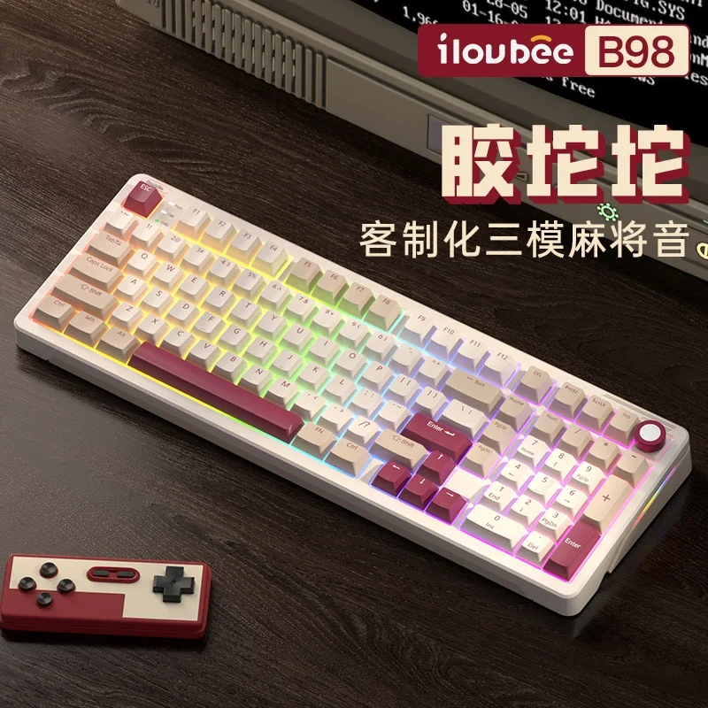 ILovbee B98 Mechanical Keyboard Tri Mode Bluetooth Wireless Retro Gaming Customized Keyboard Pc Game Accessories Gamer Man Gifts