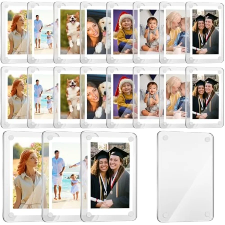 Marcos Magnéticos Acrílicos para Fotos, Compatibles con Polaroid Instax Mini, Doble Cara, Transparentes, para Refrigerador