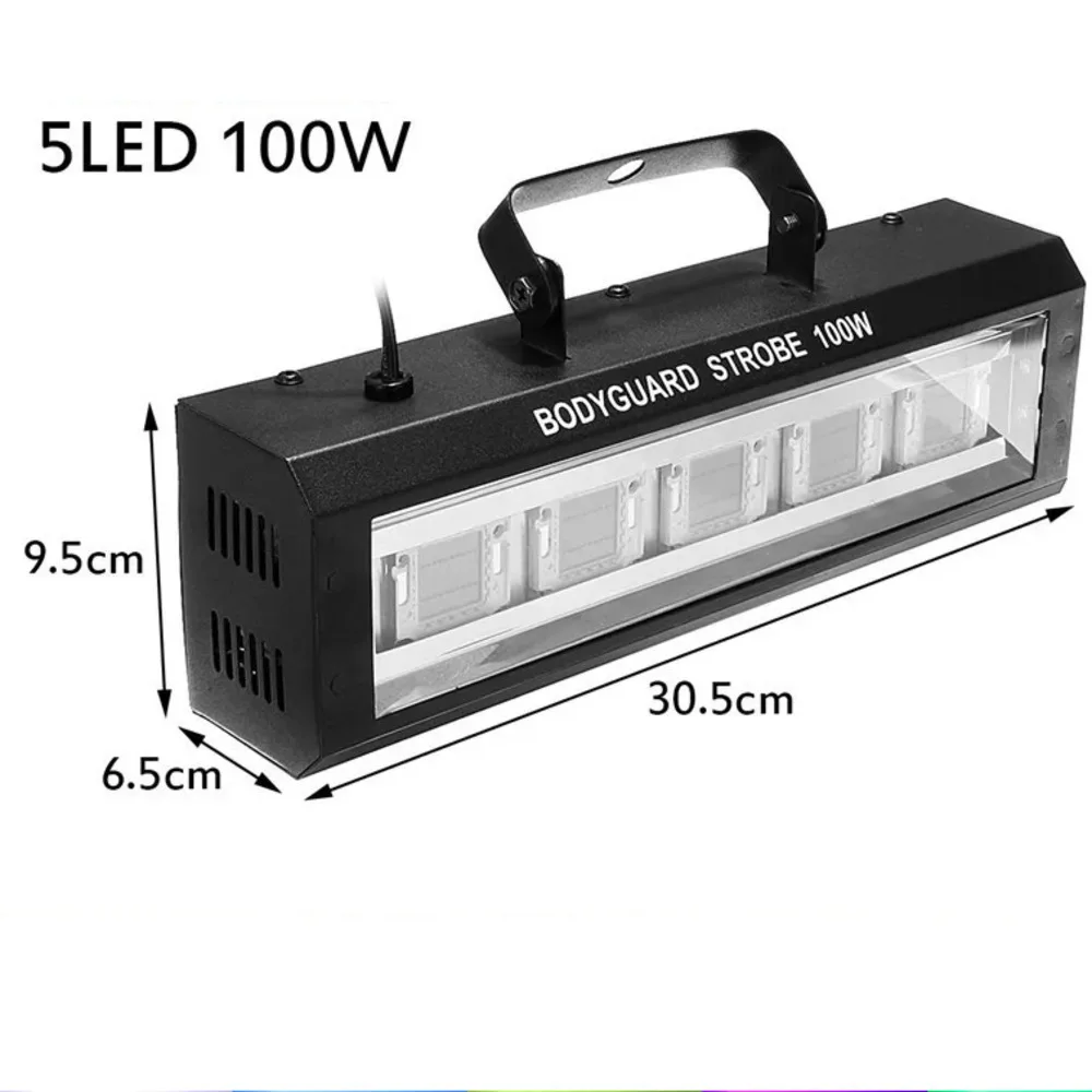 

100 Вт Белый светодиод 80 Вт RGB Светодиодный стробоскоп для вечеринок Сценический DJ Дискотека Стробо-проектор Вспышка Эффект освещения для ночного клуба Танцевальный мяч