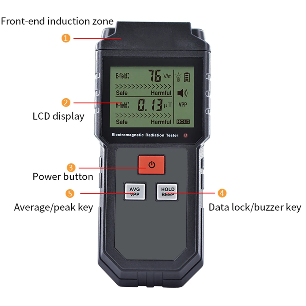 Imagem -02 - Campo Eletromagnético Detector de Radiação Tester Medidor Emf Recarregável Handheld Portátil Contador Emissão Dosímetro Et825