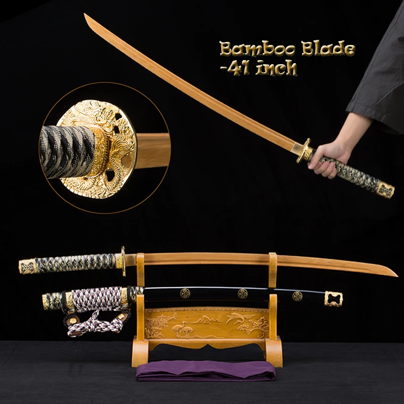 Bokken Sword, Japanese Sword,Tokugawa Ieyasu Tachi Katana, Bamboo Blade 1:1 Reduction, Decoration, Training Sword, Black Color