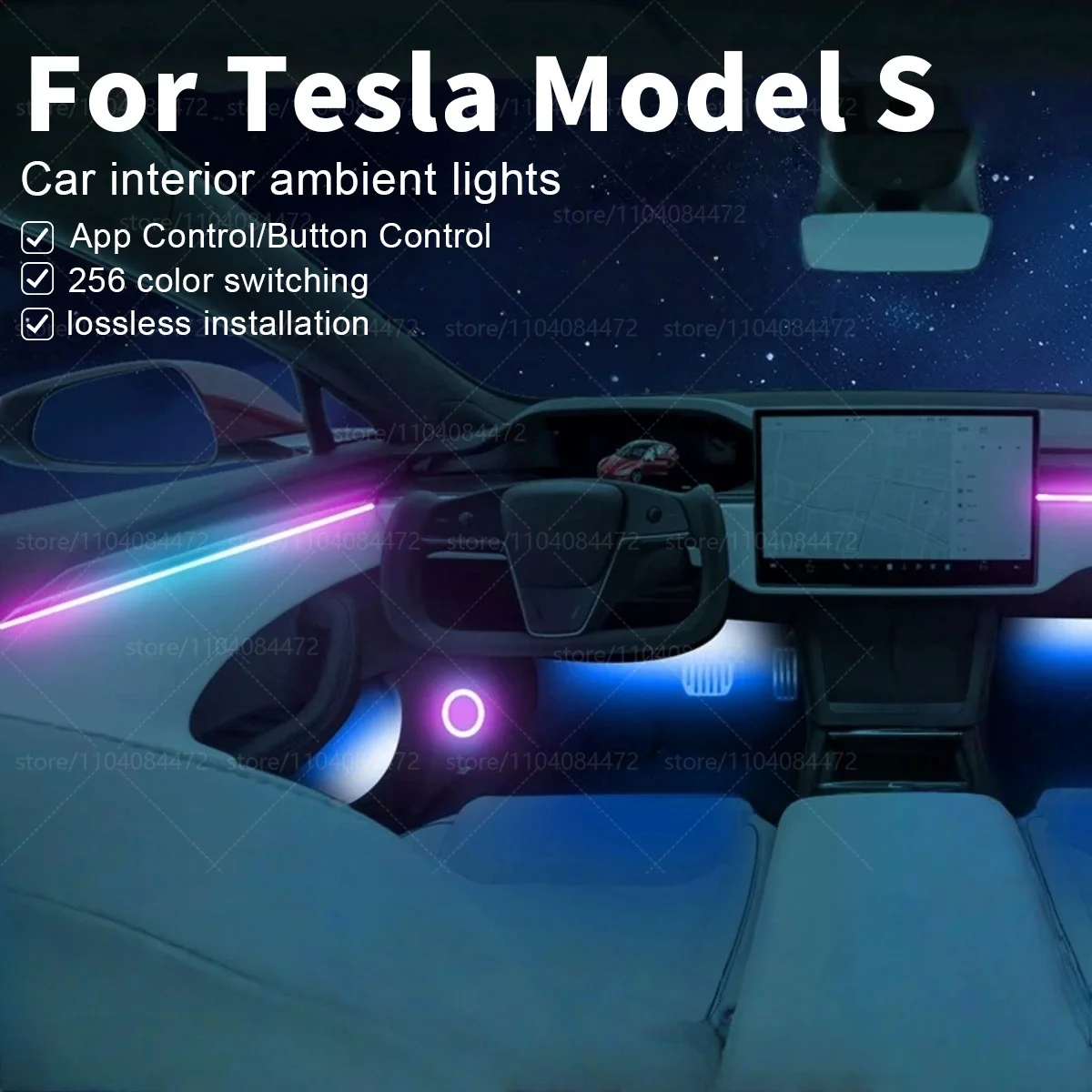 

Для Tesla Model S 22in1 RGB интерьер автомобиля акриловые автомобильные окружающие освещение RGB скрытая акриловая полоса украшения атмосферные аксессуары