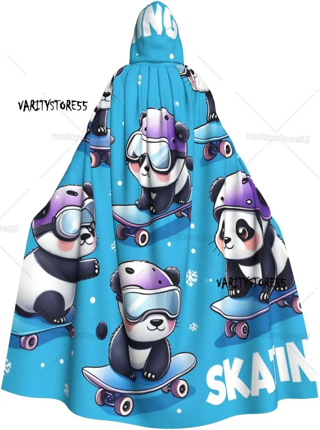 

Cartoon Panda Skateboard Adult Halloween Cloak with Hood Comfortable Party Cape for Cosplay Halloween Parties Hooded Cloak