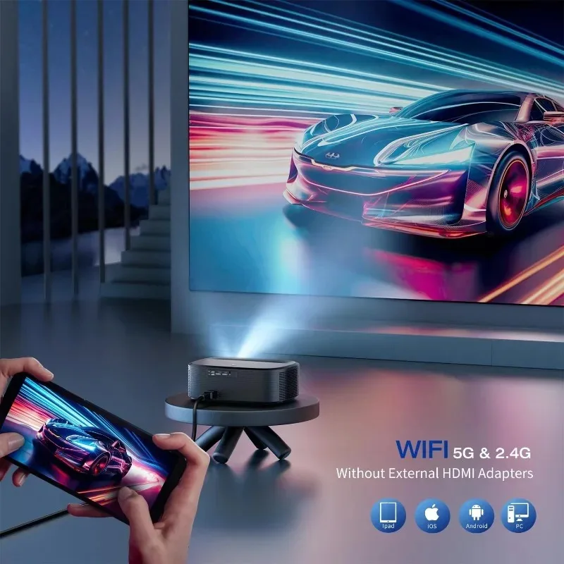 جهاز عرض 4K مخفض مع جهاز عرض أفلام خارجي واي فاي وبلوتوث مع NETFLIX/Prime Video YouTube مدمج في أكثر من 100,000 تطبيقات Su