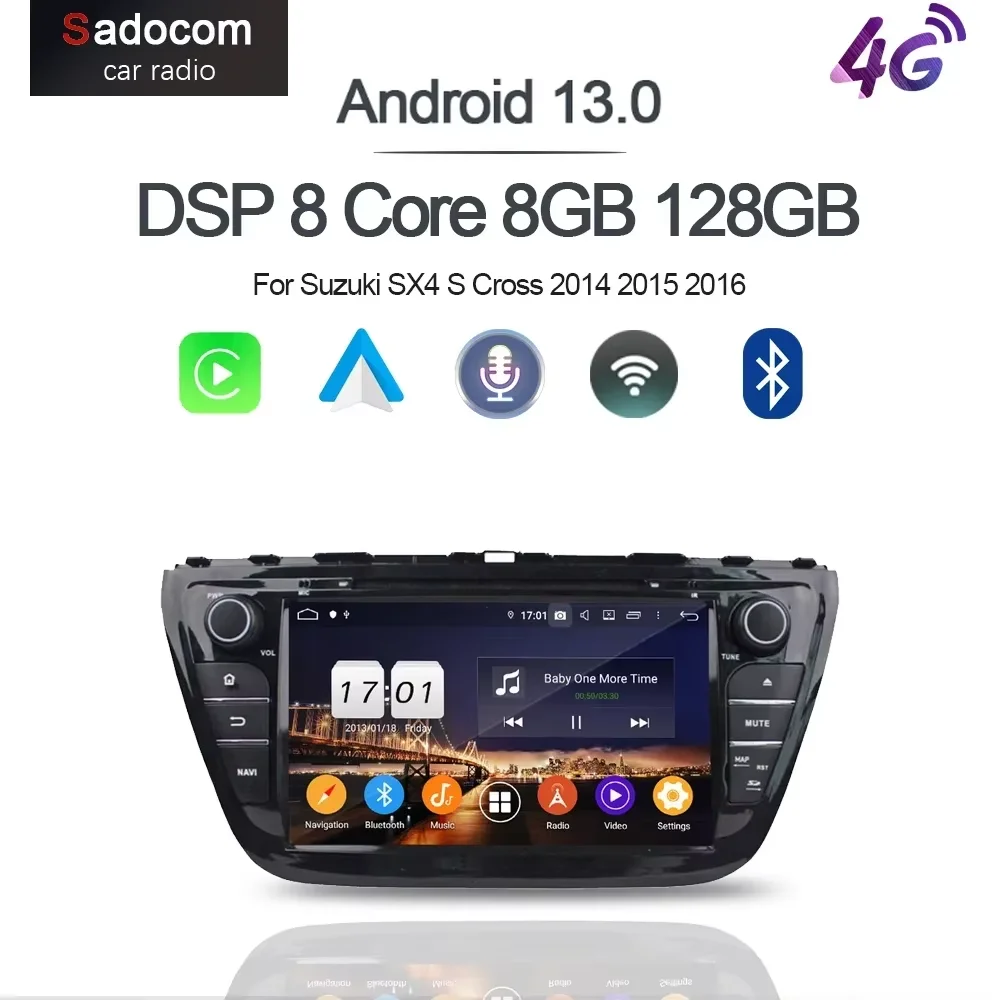 Reproductor multimedia de DVD para coche, autorradio con Android, 1GB de RAM, 16GB de ROM, para Suzuki SX4 S Cross, 2014, 2015, 2016