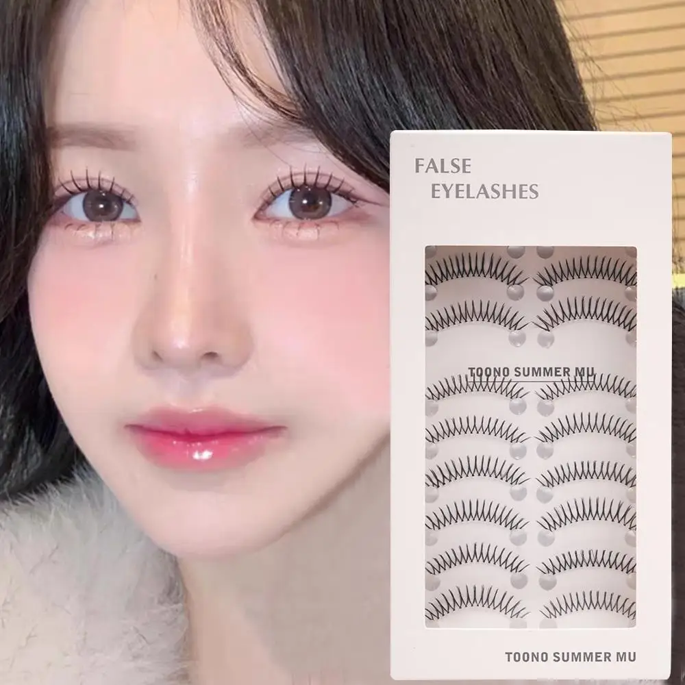 10 pares de pestañas postizas en forma de U, Hada Natural, tira transparente reutilizable, extensión de pestañas Manga, maquillaje de ojos de grupo de chica coreana