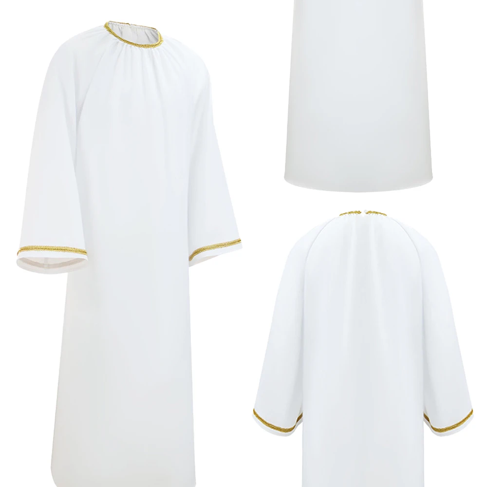 

Fantasia Angel Aziraphale Cosplay White Halos Robe TV Omen of Good Men Disfraz Costume Male Halloween Carnival Party Clothes