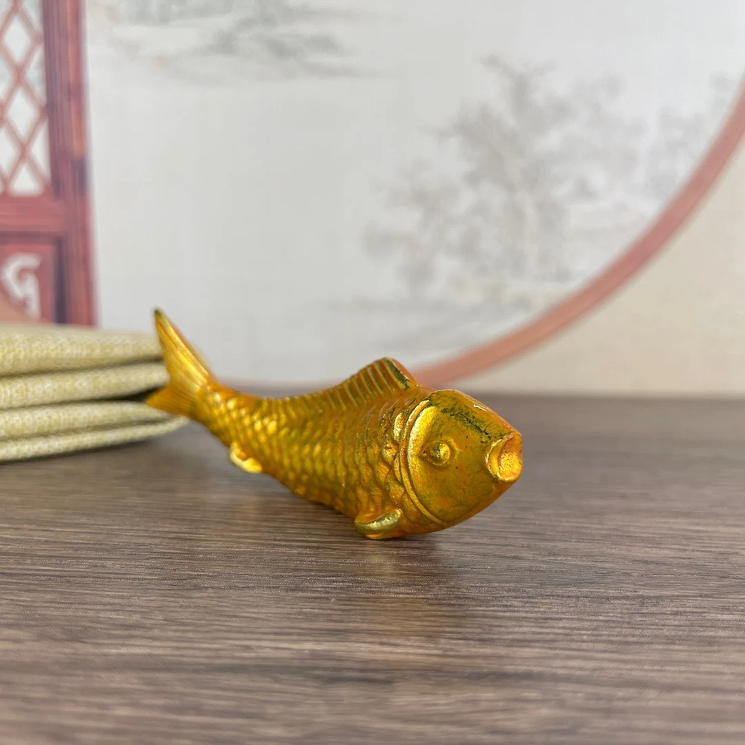 Retro bronze ware, gold-plated shark ornaments, annual surplus, brocade carp, goldfish, nostalgic mascot, tea pet decoration