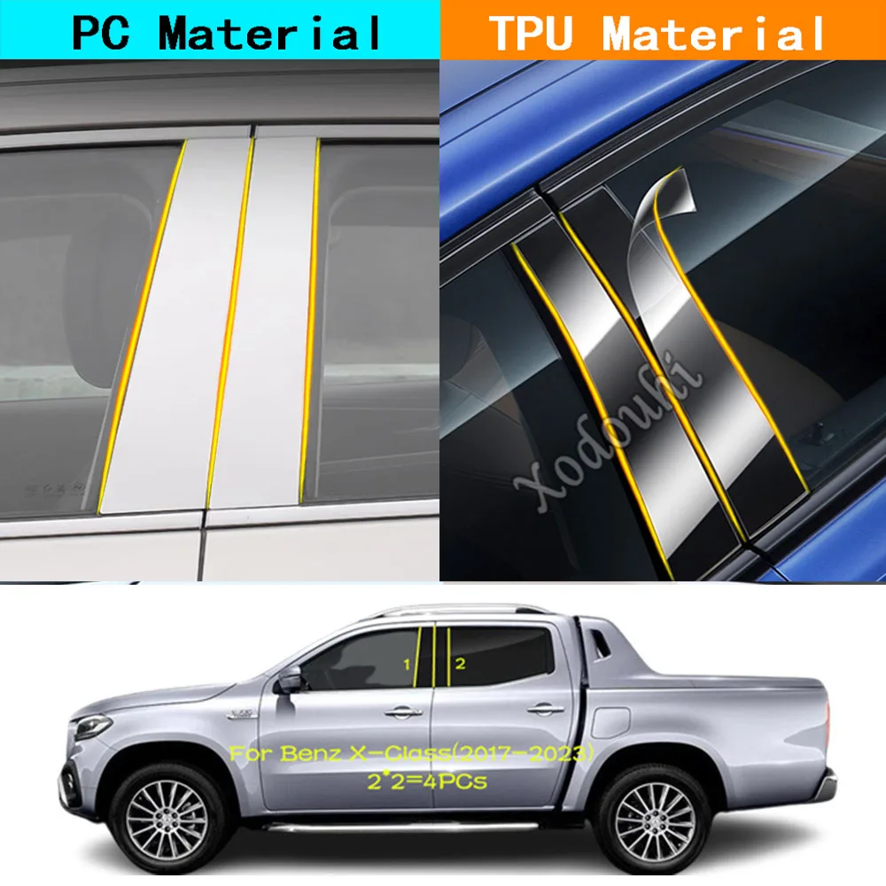 

Декоративная наклейка на стойку двери/окно из ТПУ/глянцевая зеркальная накладка для Mercedes-Benz X-Class 2017-2023