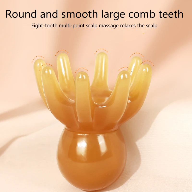 Resin Octopus Comb Head Massager Meridian Scraping Scalp Massage Brush Acupuncture SPA Gua Sha Health Deep Massage Tool