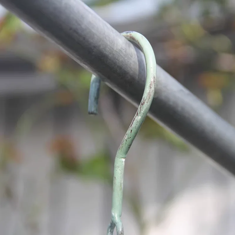 Vintage Green Iron Hanging Candle Holder with Leafy Vine Design