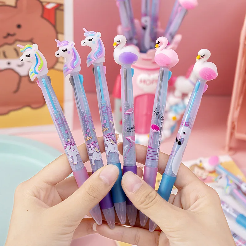 5Pcs Three Color Cute Unicorn Flamingo Ballpoint Pen Treat Kids Birthday Party Favors Wedding Bridesmaid Guest Gift Girl Pinata