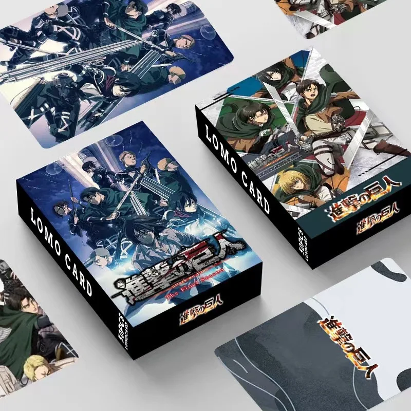 Tarjeta Lomo de Anime japonés de ataque a los Titanes, juegos de cartas pequeñas con postales, mensaje, foto, colección de regalos, juguete, regalo