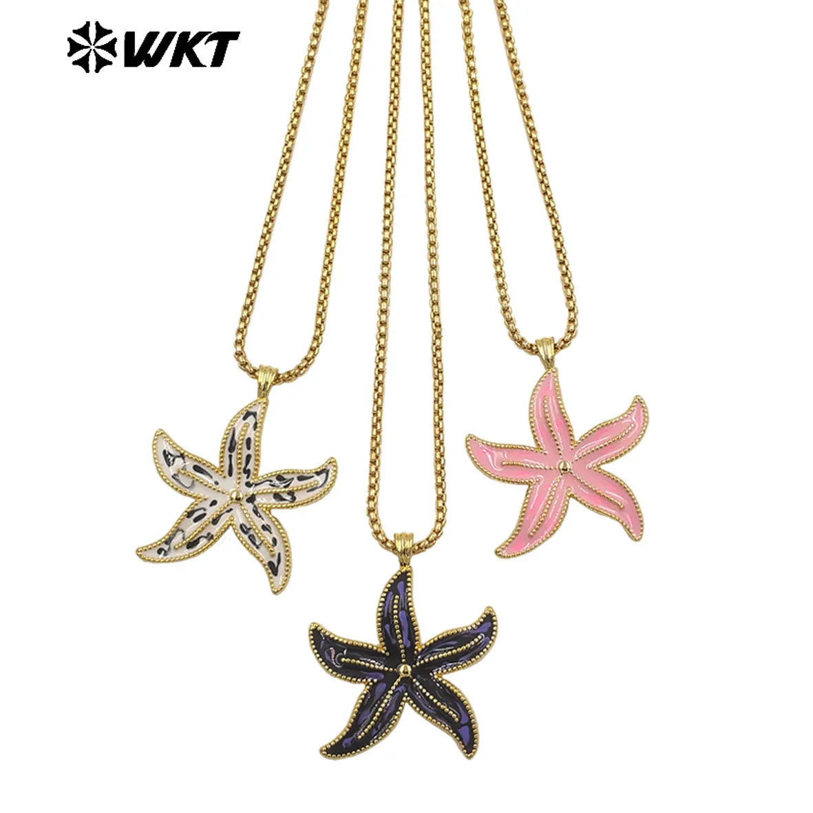 WT-JFN67 Newest Design Drop Oil Yellow Brass Popular 18inch Necklace With Real Gold Plated For Friends Carpet Jewelry