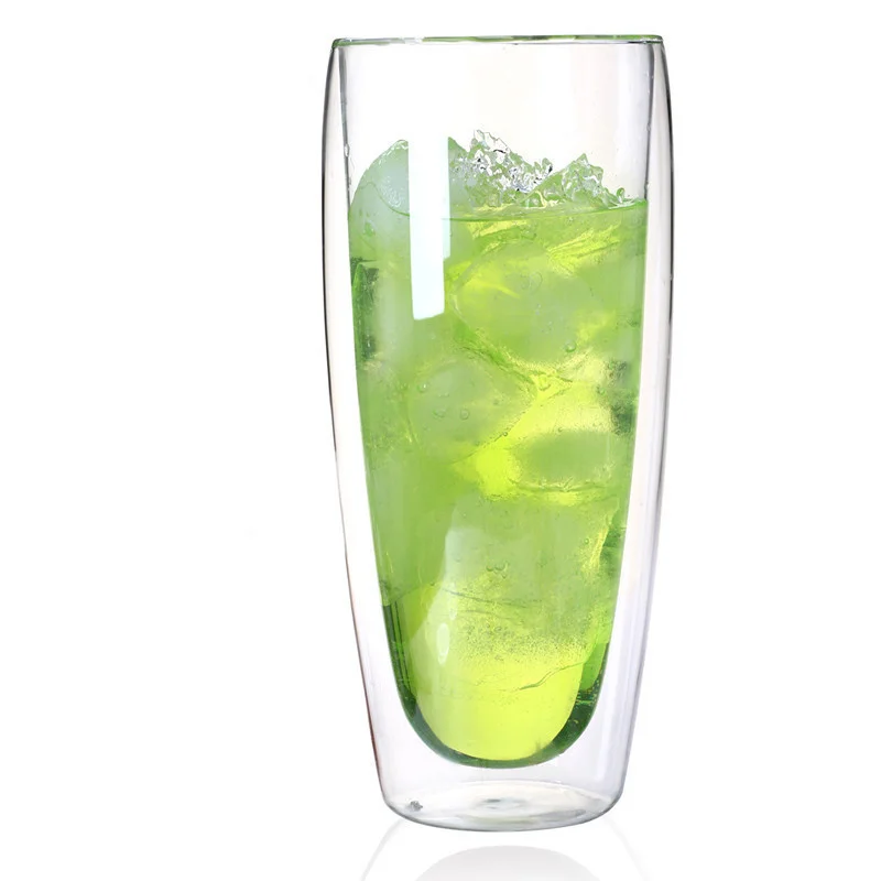650ml Double Wall Glass Mug Clear Resistant Handmade Kungfu Tea Mug Coffee Milk Juice Lemon Healthy Drink Double Layer Glass Mug