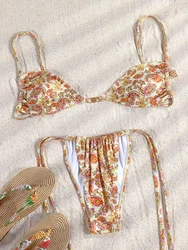 Zrtak Tweedelige Pak Bikini 'S 2024 Vrouwen Badpak Push-Up Badpak Sexy Bikini 'S Sets Badmode Print Strandkleding Effen Biquinis