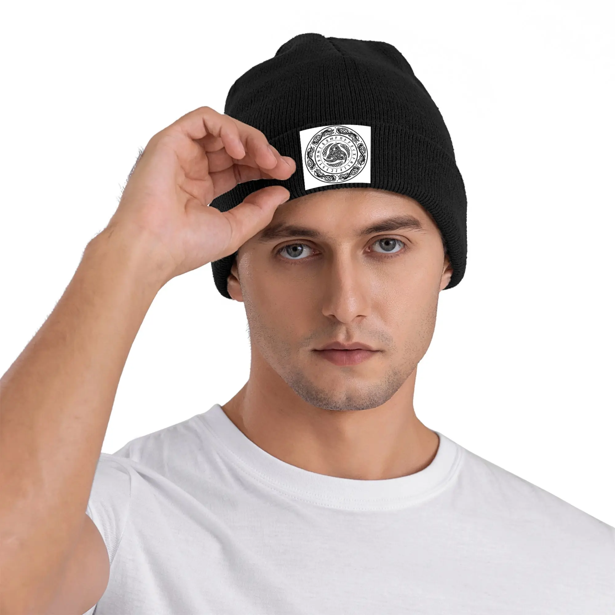 Vikings Ragnar Lothbrok Skullies Triple Horn Of Odin Winter Skullies Beanies Hat Autumn Knitted Hats Bonnet Caps for Women Men