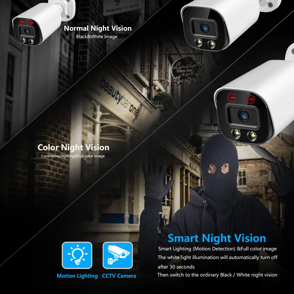 Sistema de Seguridad de vídeo POE, Kit de NVR, 4K, 8 canales, Plug And Play, 8 piezas, Bullet, 5MP, 8MP, impermeable, Audio bidireccional, visión nocturna a Color