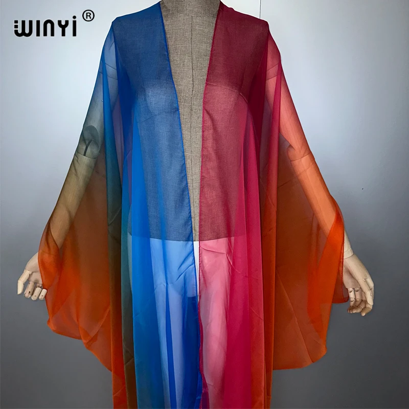 ชุดคลุมบิกินี่ลายพิมพ์โบโฮสไตล์กิโมโนหลวมๆ สำหรับฤดูร้อน ผ้าบางเบา เซ็กซี่ เหมาะสำหรับวันหยุดพักผ่อนริมชายหาด สำหรับผู้หญิง