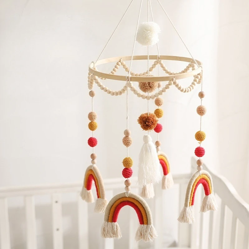 【Must Have】 Chocalhos e celulares para bebês, brinquedos educativos, bola de arco-íris, berço móvel com borlas, mini decorações, coisas exclusivas para bebês