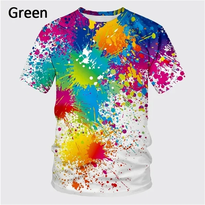 Graffiti Paint 3D Printed T-shirt Summer New Men\'s Fashion Splash Ink New Short-sleeved Top Cool T Shirt Streetwear Baggy Tees