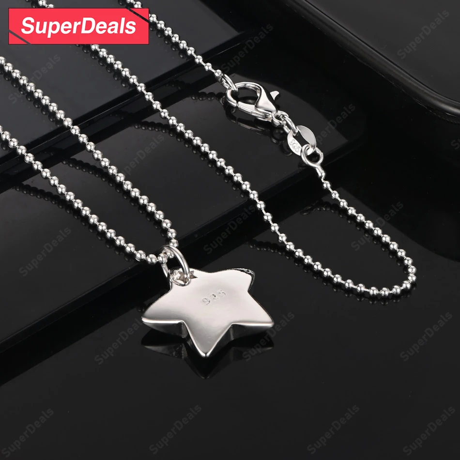 

SuperDeals 925 Sterling Silver Necklace Star Pendant O Chain For Men Women Birthday Party Nice Cute Jewelry 16-30 Inch Chain