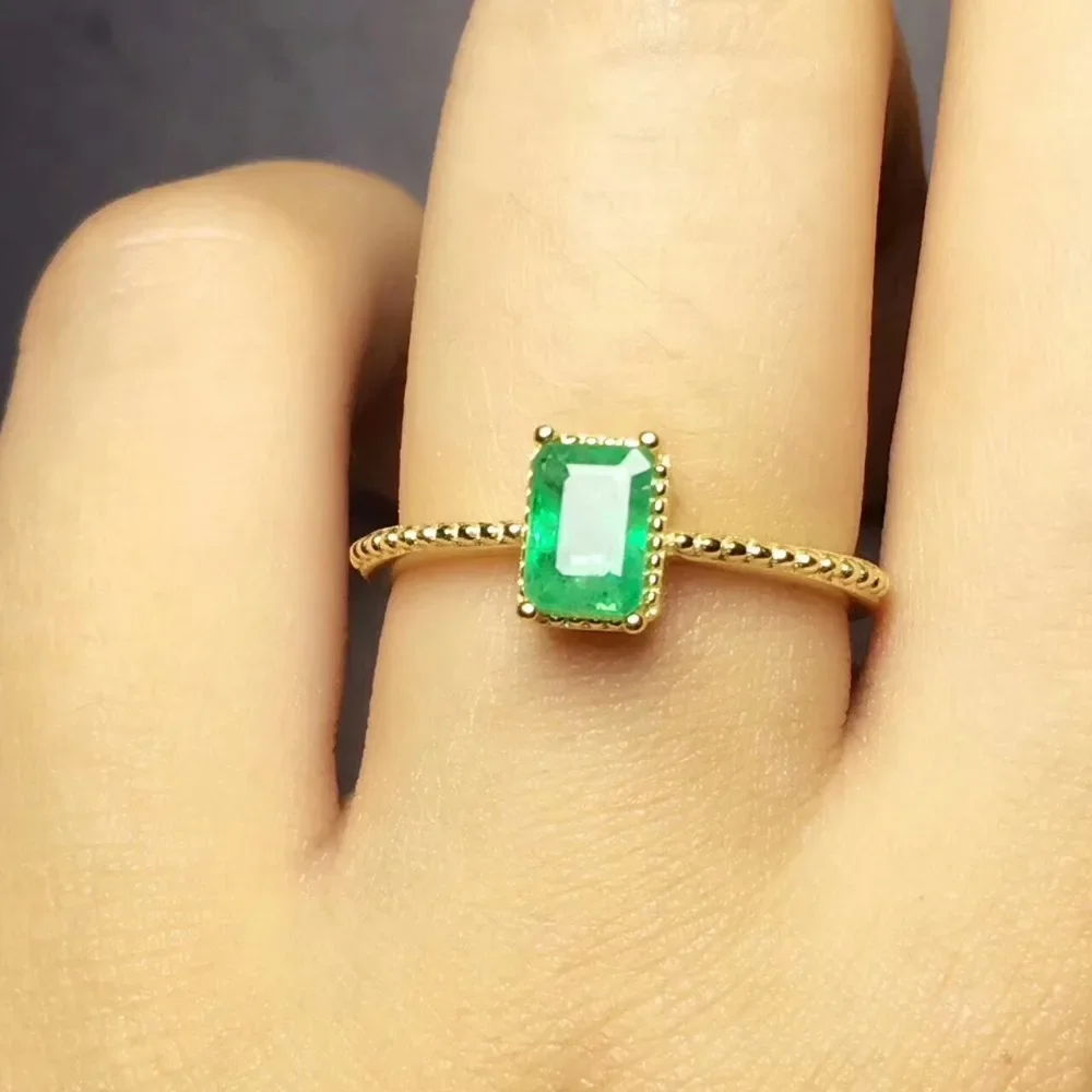 Hot Selling Fine Jewelry Zambia Natural Emerald Ring Carrying Certificate Women Jewelry Anillos De Compromiso Para Mujer Oro18 K