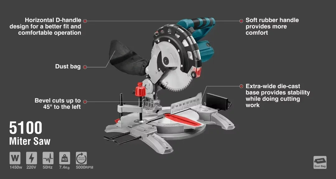 In stock 5100 1450W 210mm Mini Electric Corded wood cutting Other Power Tools Sliding Compound Miter Saw Machines