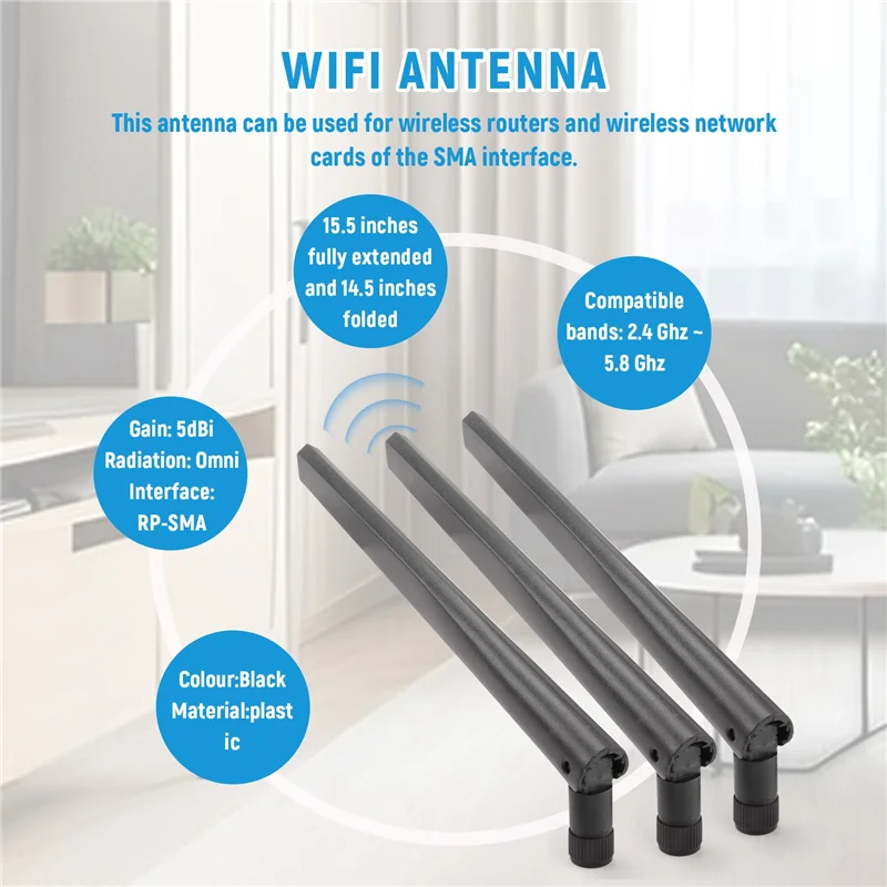 N36R-3 PCS Neue Metall Wifi Antenne Von RP-SMA Schnittstelle Mit 5Dbi 2,4G/5G Dual-Band Drahtlose wifi Antenne Für ASUS RT-AC68U