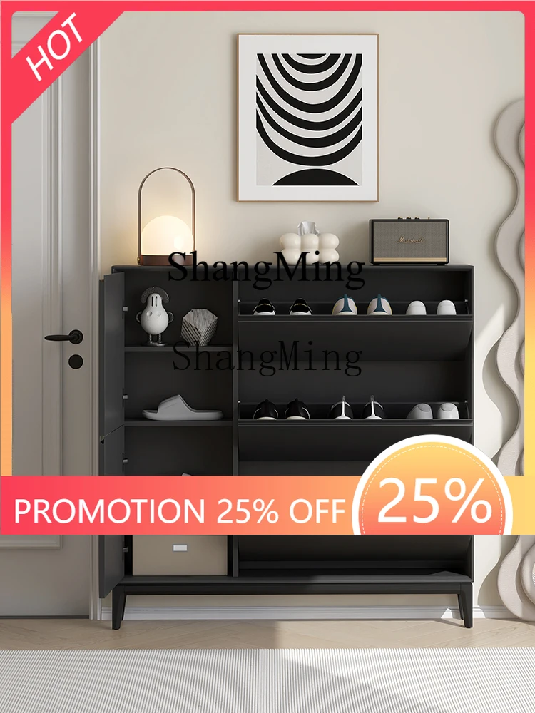 

FG solid wood shoe cabinet ultra-thin and extremely narrow tipping bucket small apartment foyer storage cabinet