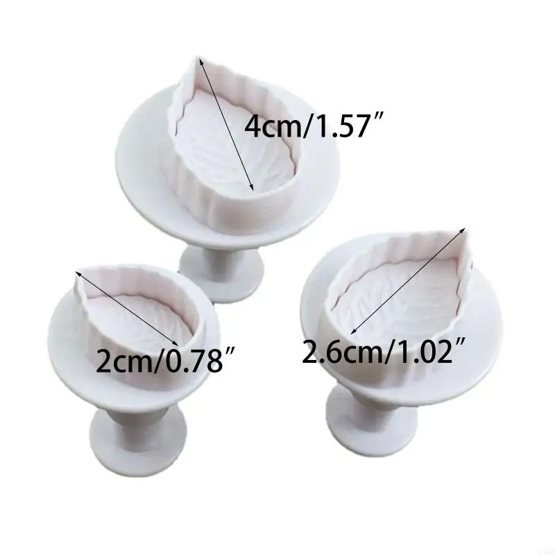 U75C 3pcs Rose Leaf Baking Mold Kitchen Biscuit Cookie Cutter Puss) Manger 3D Die Die Fondant Cake Tools Decorating Tools