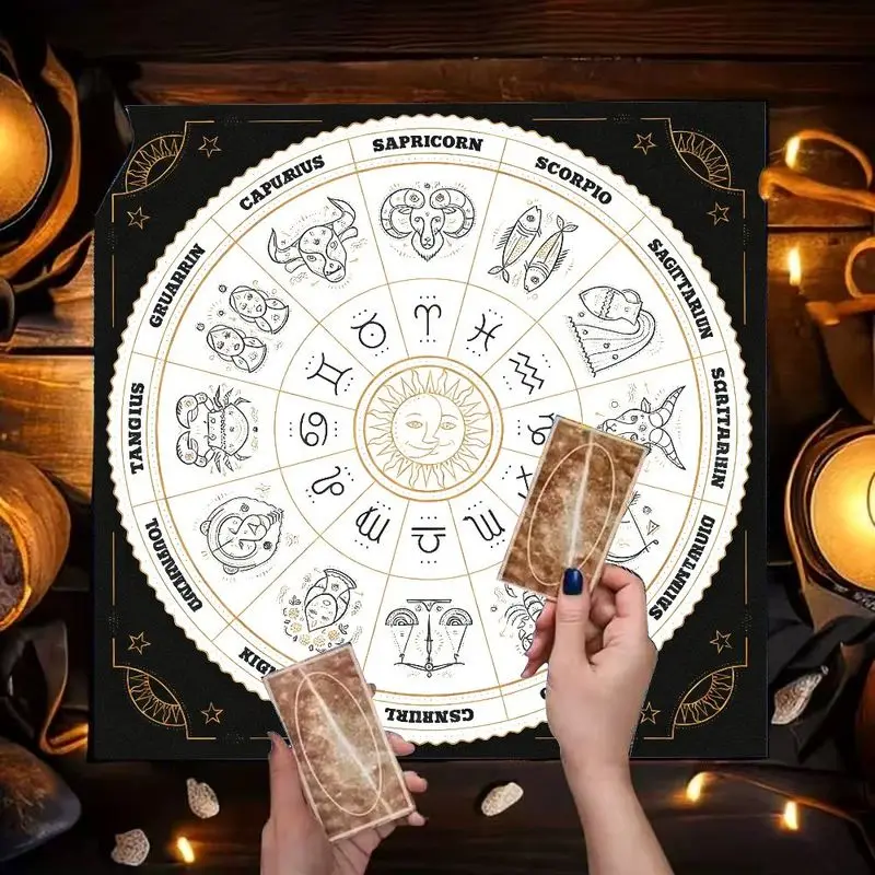VIKAMA black white cat yin yang paisley occult tarot cloth altar mat for witchcraft divination spiritual altar decor