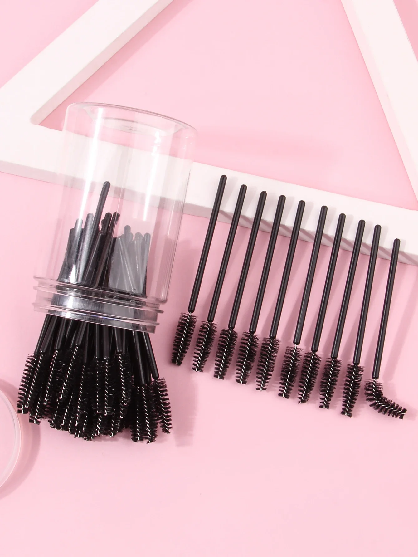 50 Stück/Flasche Wimpern verlängerung bürsten mit Behälter Augenbrauen Wimpern Mascara Zauberstäbe Spoolies tragbar nur für den Fall
