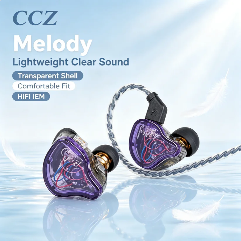 CCZ Melody ハイブリッドIEMイヤホン 10mmデュアル磁気回路DD+BAドライバー 4N OFC 2ピン 0.78mm有線インイヤーモニターヘッドホン